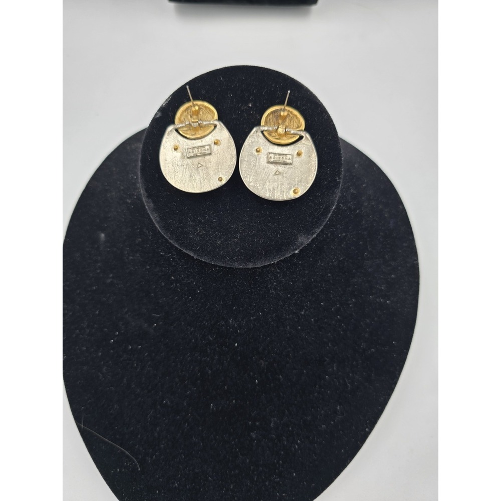 The Original Arizona Jean Co Mixed Metal Geometric Spiral Post Earrings Two Tone - Picture 5 of 6